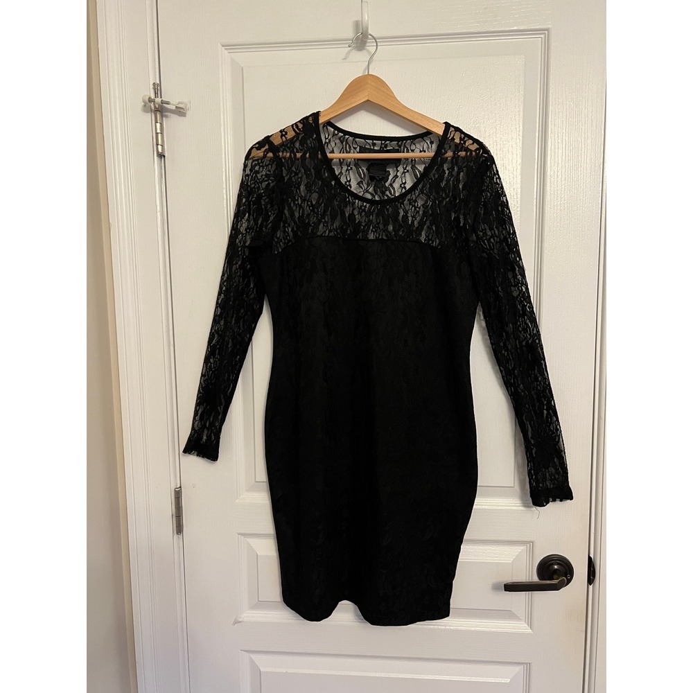 Kardashian Kollection Lace Mini Dress Black Sheer Long Sleeve Homecoming Hoco XL